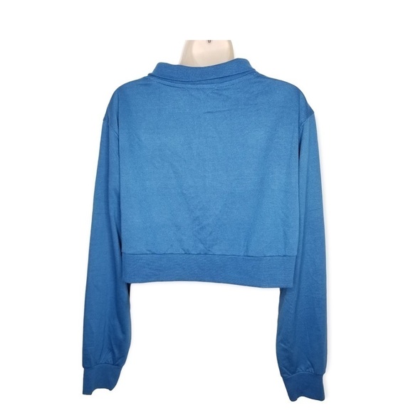 Kendall & Kylie Blue Cropped Pullover Long Sleeved Top Size Large - Picture 4 of 7